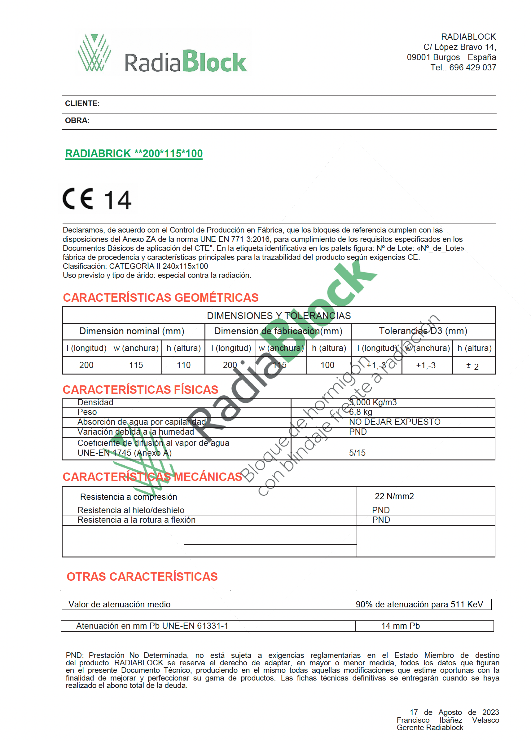 radiabrick Declaración de prestaciones radiabrick